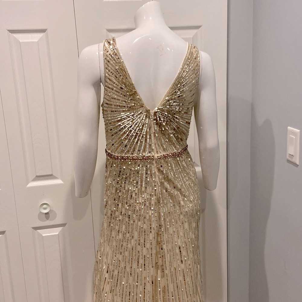 NWOT Mac Duggal cream beaded gown - Picture 11 of 14